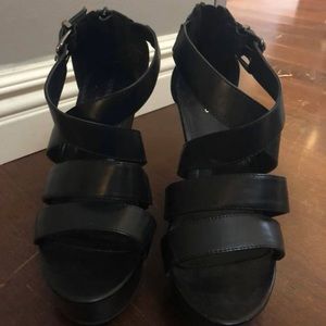 Strappy Black Express Wedges